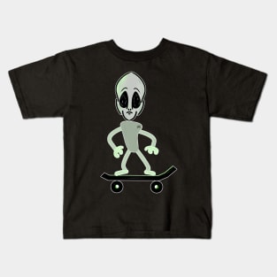 Alien on a Skateboard Kids T-Shirt